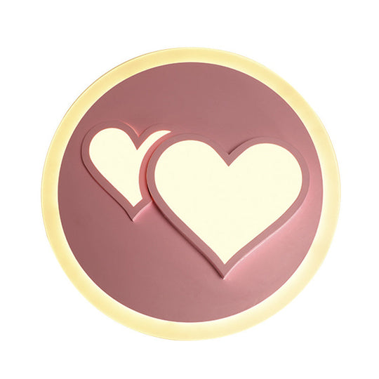 Romantic Pink Acrylic Led Ceiling Lamp With Embossed Loving Heart Design For Bedroom