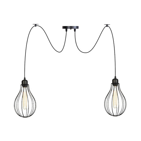 Vintage Iron Pear Cage Swag Pendant Lamp Black Multiple Hanging Lights 2/3/6 Light Options