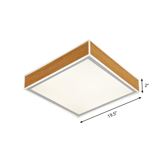 Sleek Led Wood Ceiling Mounted Fixture - Beige Flushmount Lighting In White/Warm Light