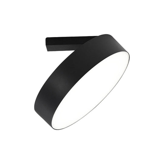 Modern Round Led Flushmount Ceiling Light In Black - 8/12 Diameter