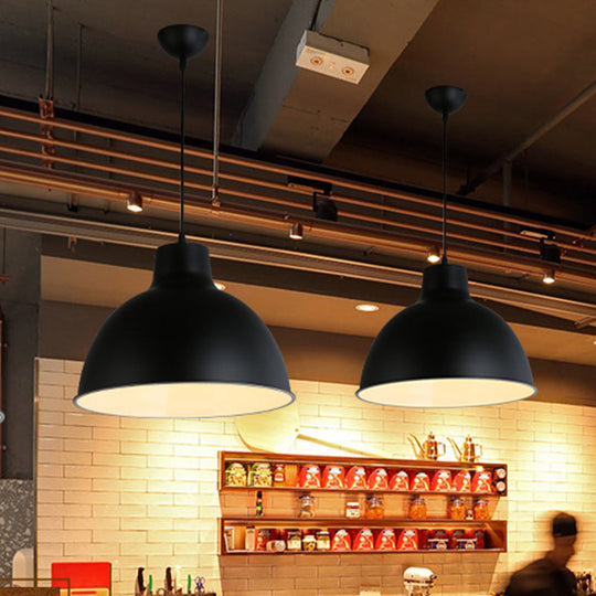 Modern Loft Style Dome Ceiling Light - 12’/14’ Dia Adjustable Cord Black/White