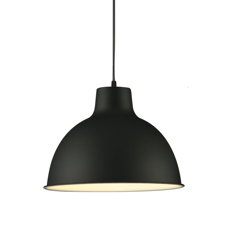 Modern Loft Style Dome Ceiling Light - 12’/14’ Dia Adjustable Cord Black/White