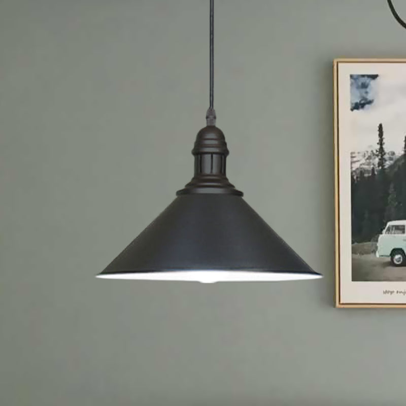 Conical Farmhouse Style Black/White Ceiling Pendant Light Fixture Black