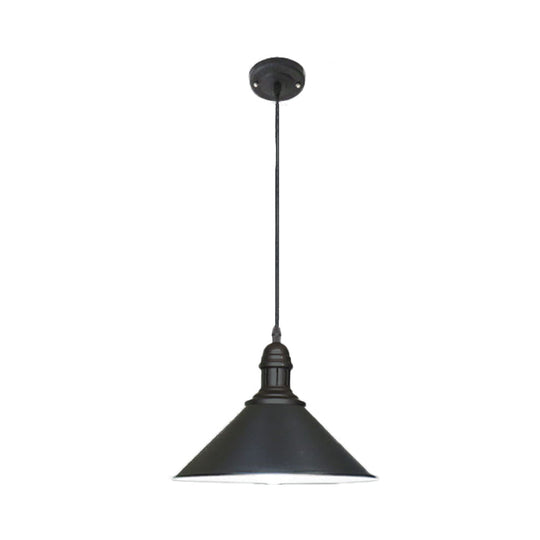Conical Farmhouse Style Black/White Ceiling Pendant Light Fixture