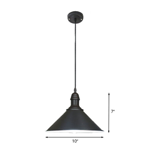 Farmhouse Style Metal Ceiling Pendant Black/White Finish Indoor Hanging Light Fixture