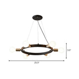 Industrial Loft Black Metal Pendant Lamp - 6/8/12 Lights Circle Ceiling Lighting Fixture For Living