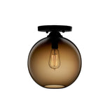 Industrial Style Semi-Flush Ceiling Light With Globe Shade In Red/Brown/Blue Glass For Dining Room