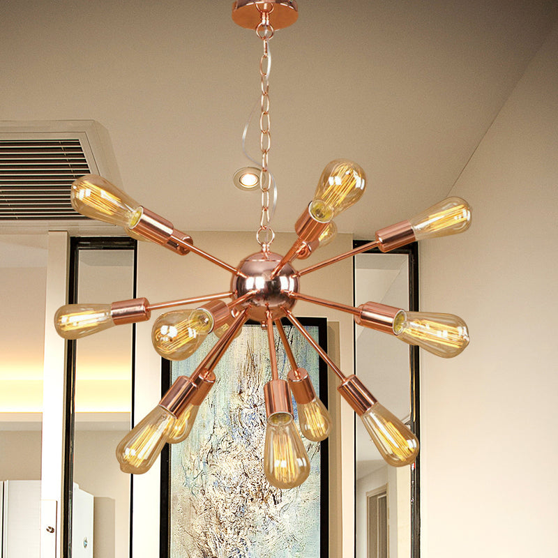 Retro Copper/Chrome Chandelier - Stylish 9/12 Lights Pendant Light For Over Table