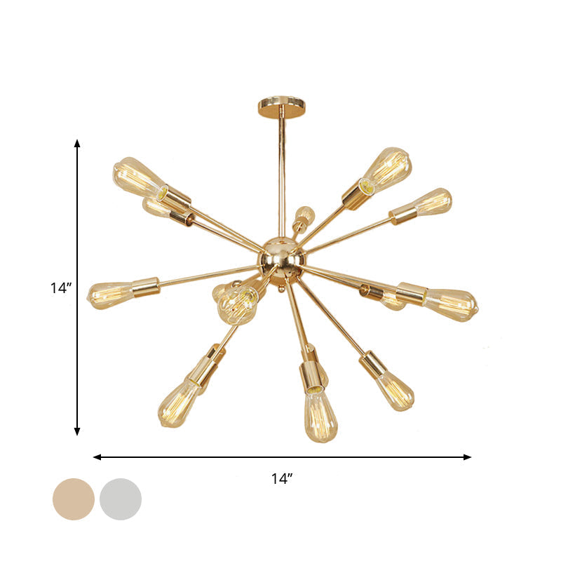 Retro Copper/Chrome Chandelier - Stylish 9/12 Lights Pendant Light For Over Table