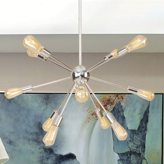 Retro Copper/Chrome Chandelier - Stylish 9/12 Lights Pendant Light For Over Table