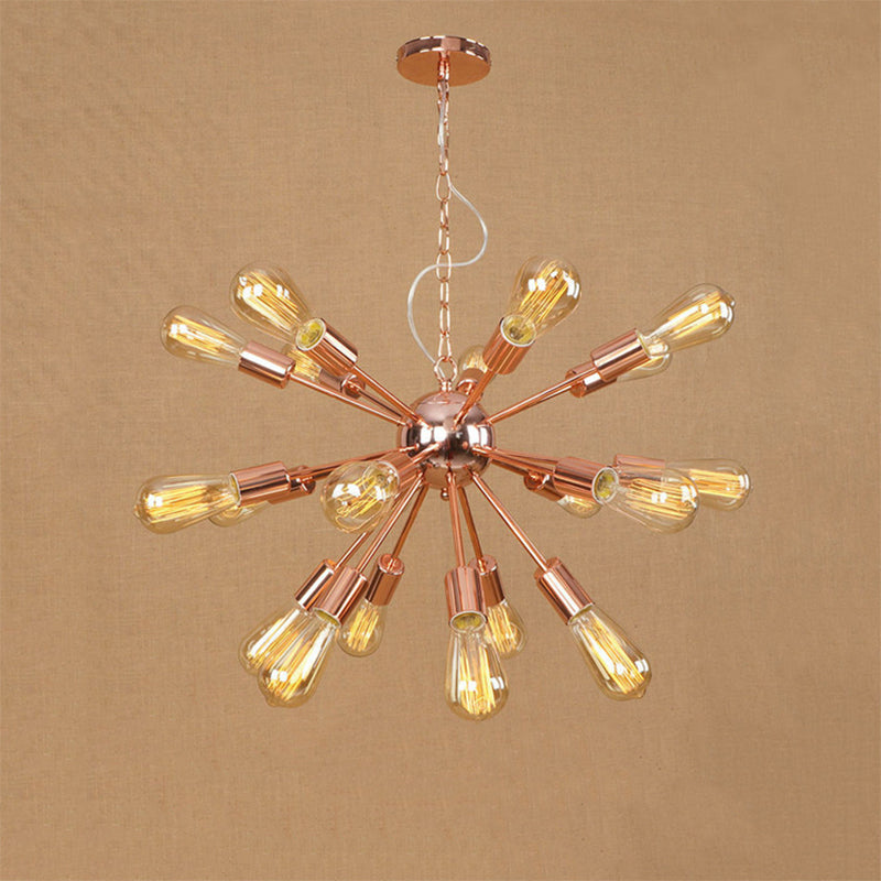 Farmhouse 18/21-Light Iron Chandelier: Copper/Gold Sputnik Ceiling Fixture For Dining Room