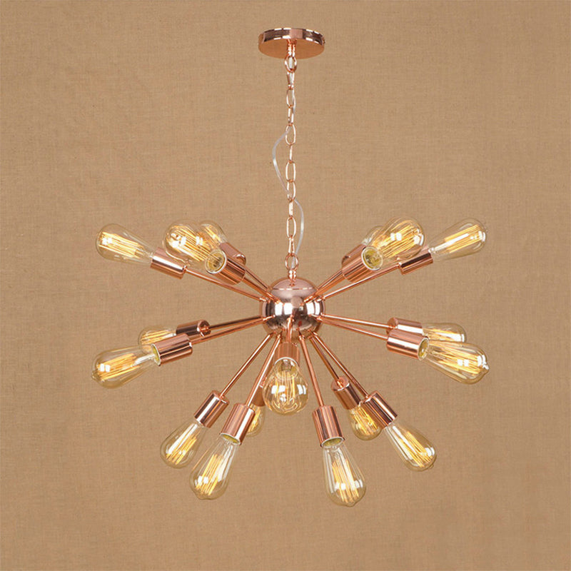 Farmhouse 18/21-Light Iron Chandelier: Copper/Gold Sputnik Ceiling Fixture For Dining Room 18 /