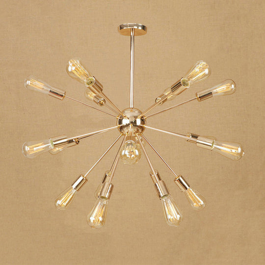 Farmhouse 18/21-Light Iron Chandelier: Copper/Gold Sputnik Ceiling Fixture For Dining Room 18 / Gold