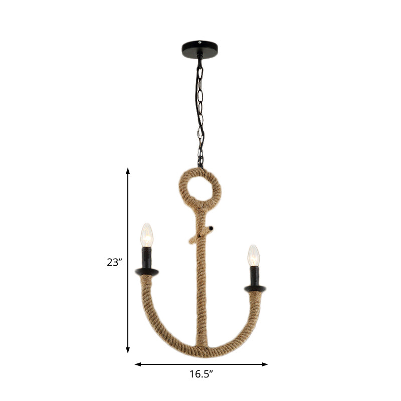 Anchor Design Chandelier Pendant Light - Lodge 2-Head Dining Room Ceiling Fixture (Beige)