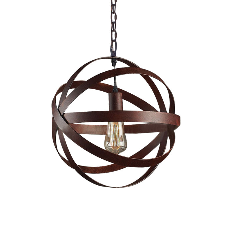 Industrial Weathered Copper Pendant Light - Vintage Metal Hanging Lamp With 1 Bulb For Living Room