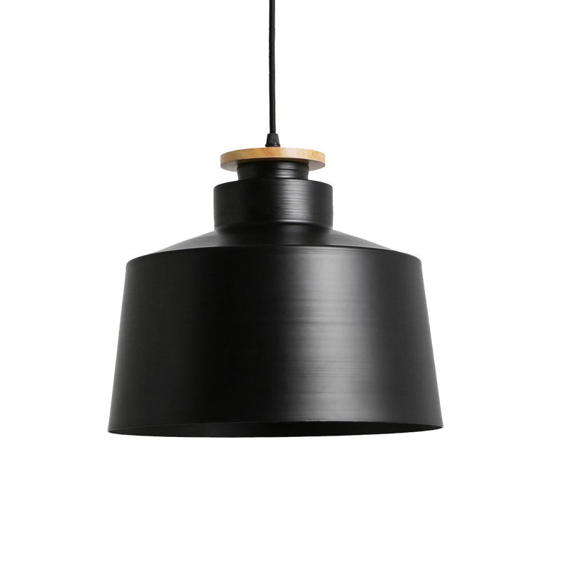 Modern Style Barn/Cylinder/Tapered Pendant Light In Black/White Finish - Adjustable Cord Hanging