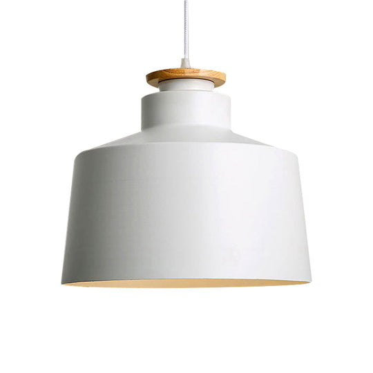 Modern Style Barn/Cylinder/Tapered Pendant Light In Black/White Finish - Adjustable Cord Hanging