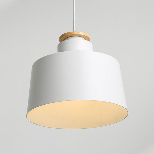 Modern Style Barn/Cylinder/Tapered Pendant Light In Black/White Finish - Adjustable Cord Hanging