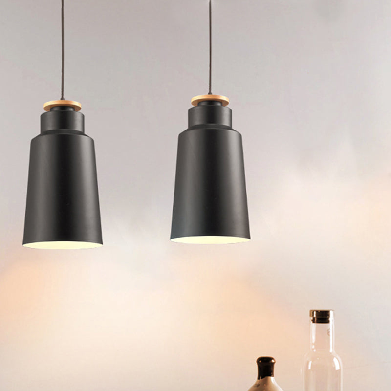 Modern Black/White Metal Pendant Light With Adjustable Cord - Barn/Cylinder/Tapered Design