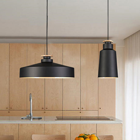 Modern Black/White Metal Pendant Light With Adjustable Cord - Barn/Cylinder/Tapered Design