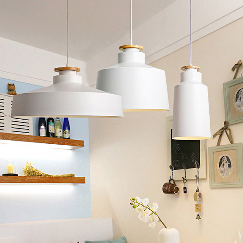 Modern Style Barn/Cylinder/Tapered Pendant Light In Black/White Finish - Adjustable Cord Hanging