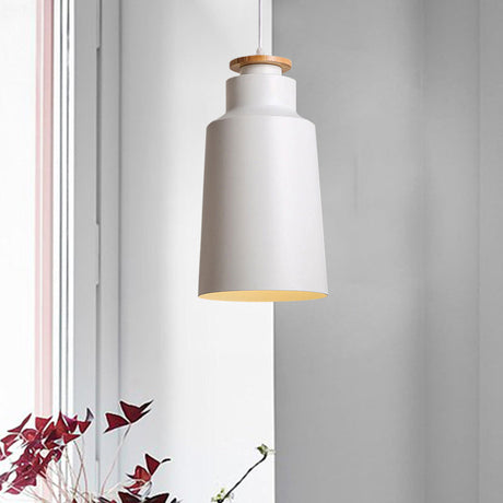 Modern Black/White Metal Pendant Light With Adjustable Cord - Barn/Cylinder/Tapered Design White / C