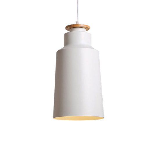 Modern Style Barn/Cylinder/Tapered Pendant Light In Black/White Finish - Adjustable Cord Hanging