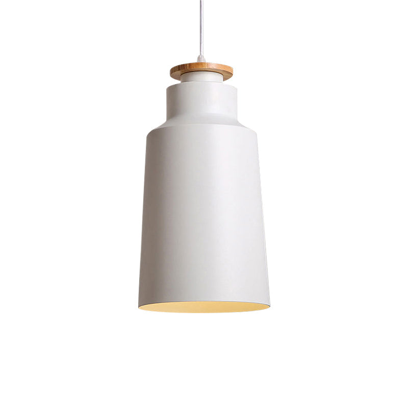 Modern Black/White Metal Pendant Light With Adjustable Cord - Barn/Cylinder/Tapered Design