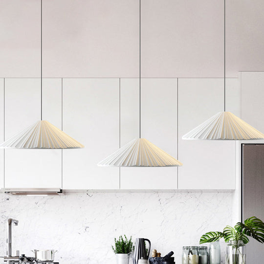 Modern Nordic Style Conic Pendant Light In Blue/Pink/White - Ribbed Design 12.5’/16.5’ Width