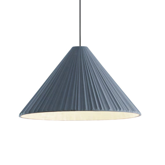 1-Head Nordic Style Pendant Light: 12.5/16.5 W Ribbed Design Blue/Pink/White Resin Bedroom Hanging