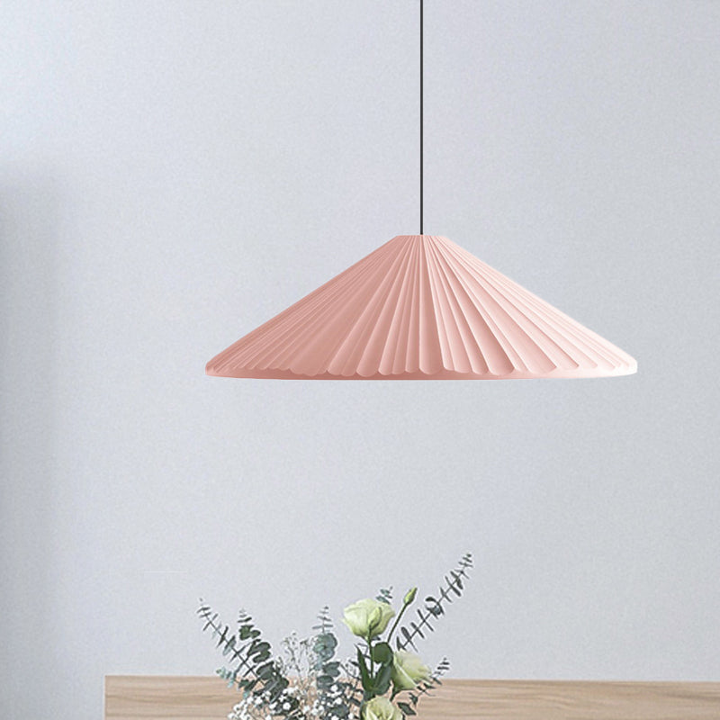 1-Head Nordic Style Pendant Light: 12.5/16.5 W Ribbed Design Blue/Pink/White Resin Bedroom Hanging