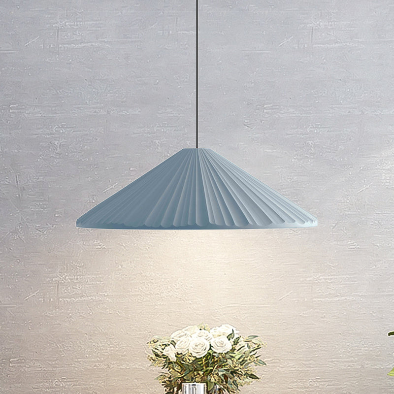 1-Head Nordic Style Pendant Light: 12.5/16.5 W Ribbed Design Blue/Pink/White Resin Bedroom Hanging
