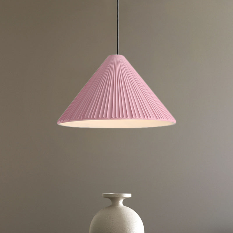 1-Head Nordic Style Pendant Light: 12.5/16.5 W Ribbed Design Blue/Pink/White Resin Bedroom Hanging