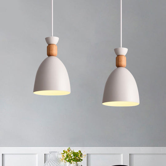 Grey/White/Green Macaron Style Dome Pendant Light With Adjustable Cord - Perfect For Over Table