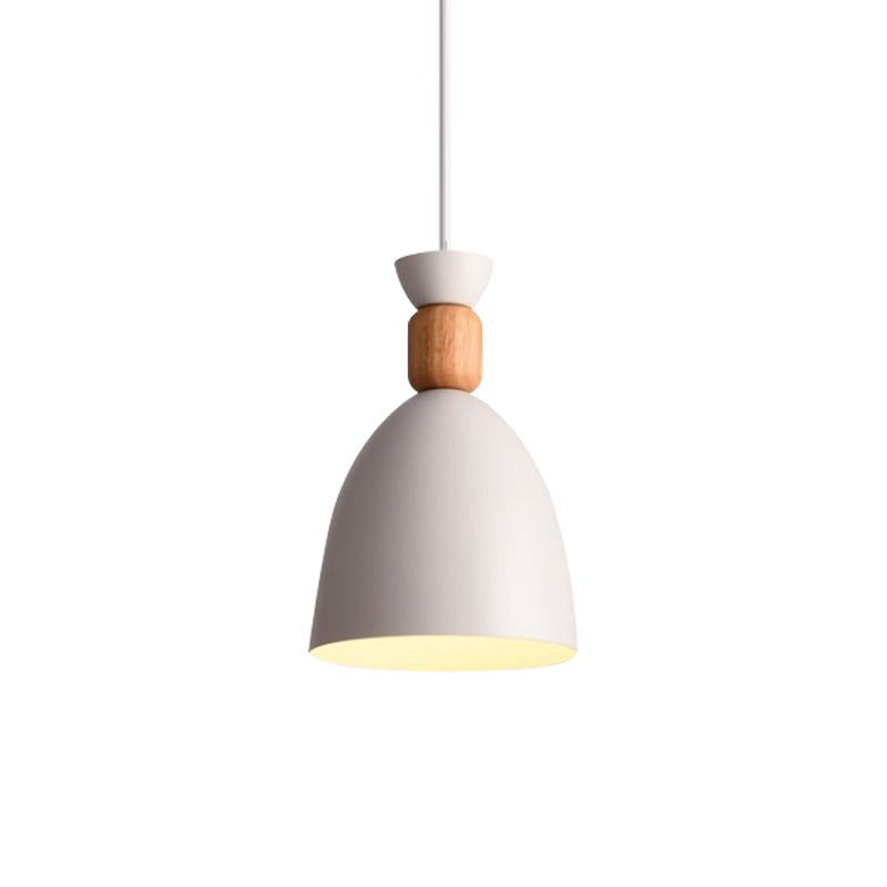 Macaron Style Dome Pendant Light - Adjustable Cord Grey/White/Green Ideal For Table Decor