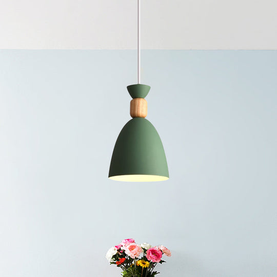 Grey/White/Green Macaron Style Dome Pendant Light With Adjustable Cord - Perfect For Over Table