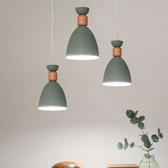 Grey/White/Green Macaron Style Dome Pendant Light With Adjustable Cord - Perfect For Over Table