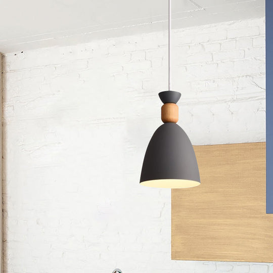 Macaron Style Dome Pendant Light - Adjustable Cord Grey/White/Green Ideal For Table Decor Grey