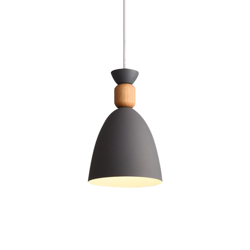 Macaron Style Dome Pendant Light - Adjustable Cord Grey/White/Green Ideal For Table Decor