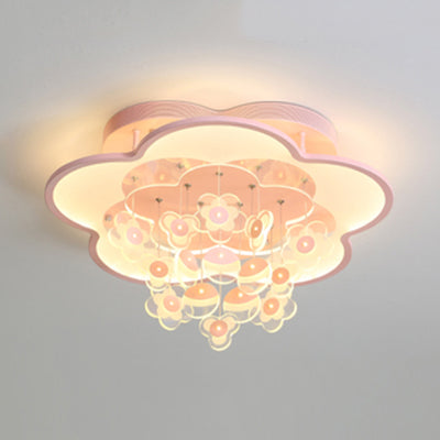 Blossom Modern Led Ceiling Light For Adult & Kid Bedrooms (Acrylic Flushmount) Pink / 18’ Warm