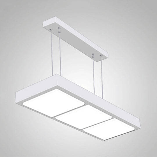 Modern Metal Rectangular Island Lamp With 3/4/5 Lights In Black/White - Office Hanging Light