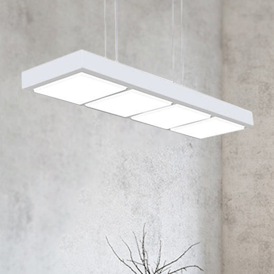 Modern Metal Rectangular Island Lamp With 3/4/5 Lights In Black/White - Office Hanging Light