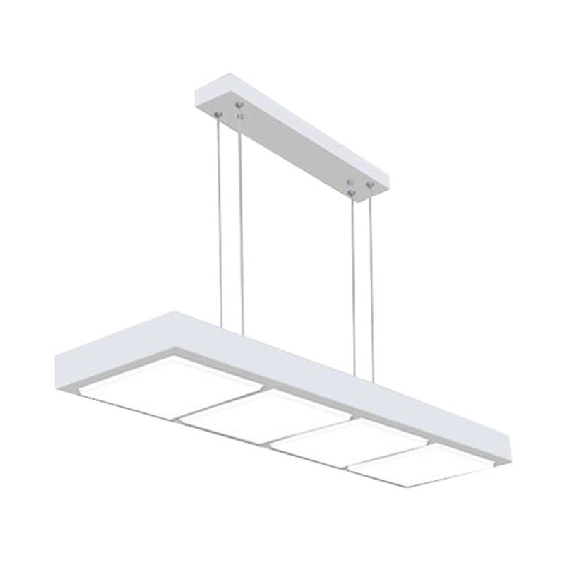 Modern Metal Rectangular Island Lamp With 3/4/5 Lights In Black/White - Office Hanging Light
