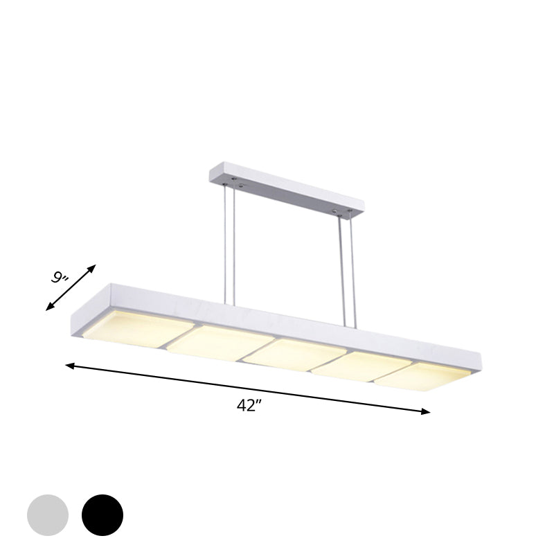 Modern Metal Rectangular Island Lamp With 3/4/5 Lights In Black/White - Office Hanging Light