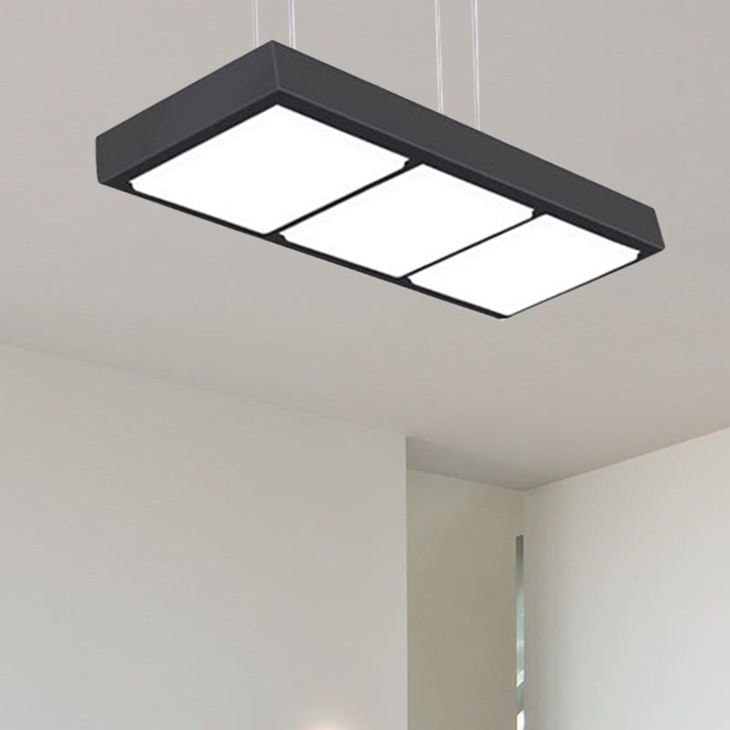 Modern Metal Rectangular Island Lamp With 3/4/5 Lights In Black/White - Office Hanging Light