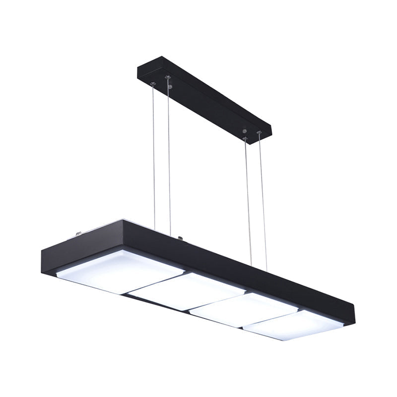 Modern Metal Rectangular Island Lamp With 3/4/5 Lights In Black/White - Office Hanging Light