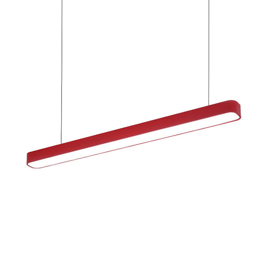 Contemporary Metal Led Hanging Lamp - Tubular Pendant Light For Dining Room Red/Blue/Yellow