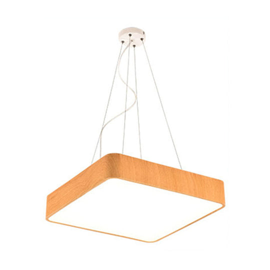 Modern Led Suspension Pendant Lamp Kit – Wooden Square Design In Various Widths