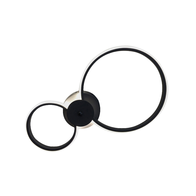 Modern Led Hoop Wall Lamp With Acrylic Lighting - Black/White 2/3 Lights In Warm/White/Second Gear 2