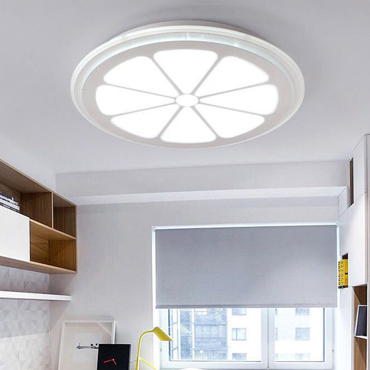 Lemon Led Circular Ceiling Mount Light – Cartoon Acrylic Lamp White Perfect For Bathrooms